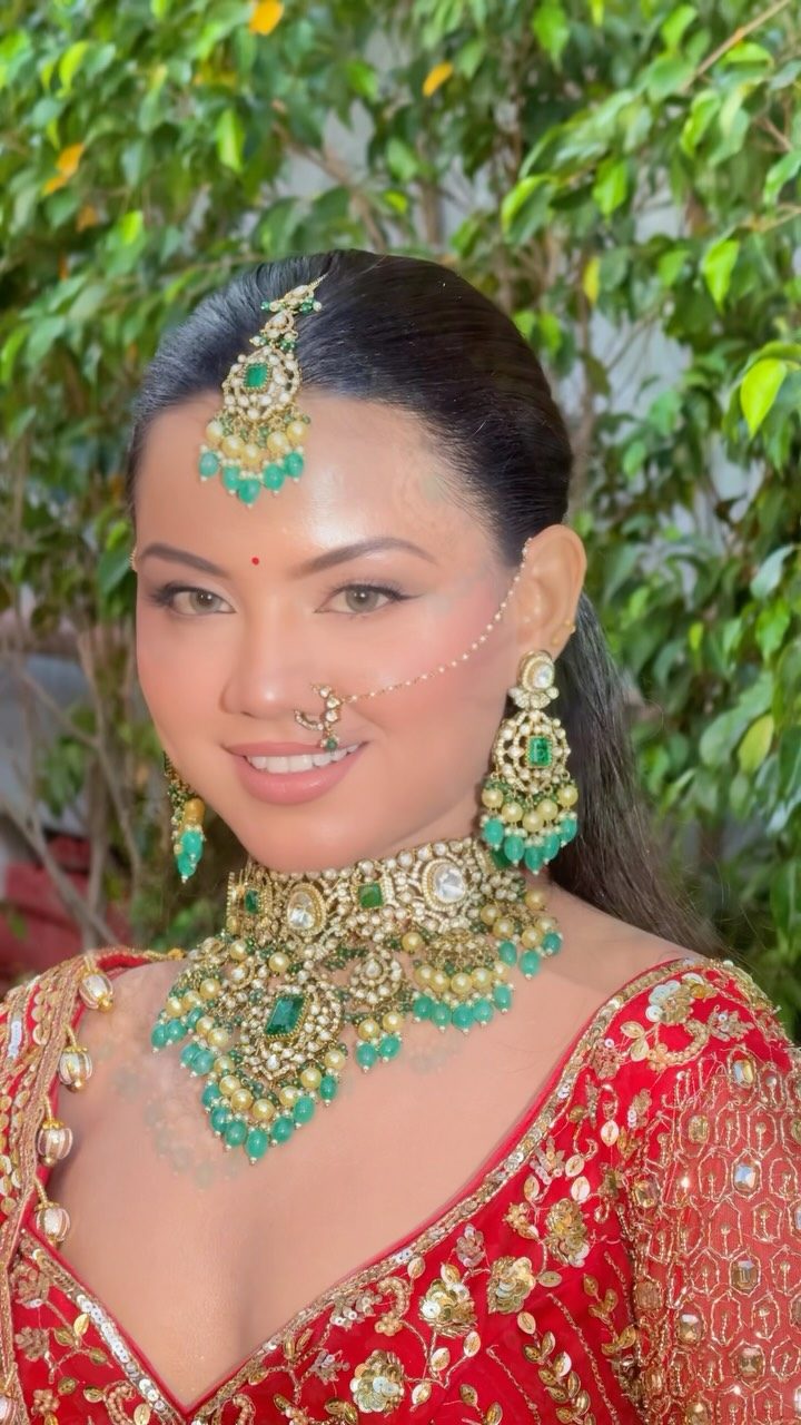 Bridal makeup outdoors